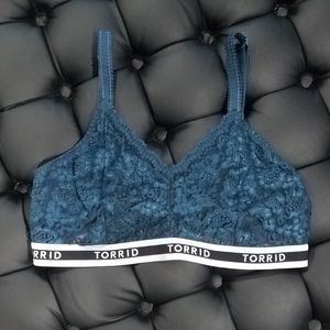 Torrid Dark Blue Teal Spandex Lace Bralette